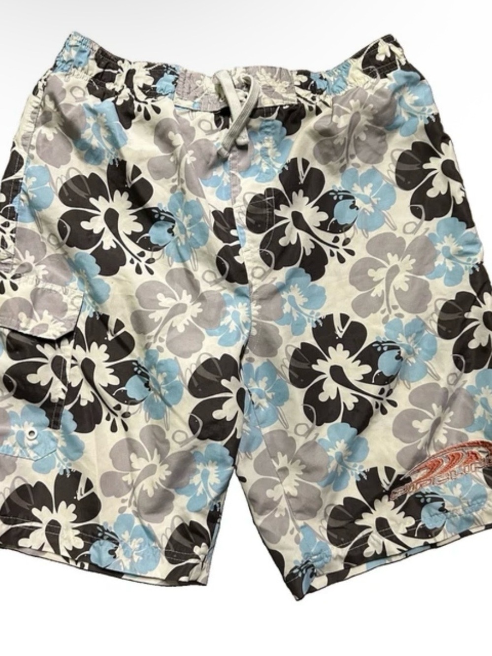 Boy’s Pipeline Black Blue Hawaiian Swim Trunks Size XL (14/16)